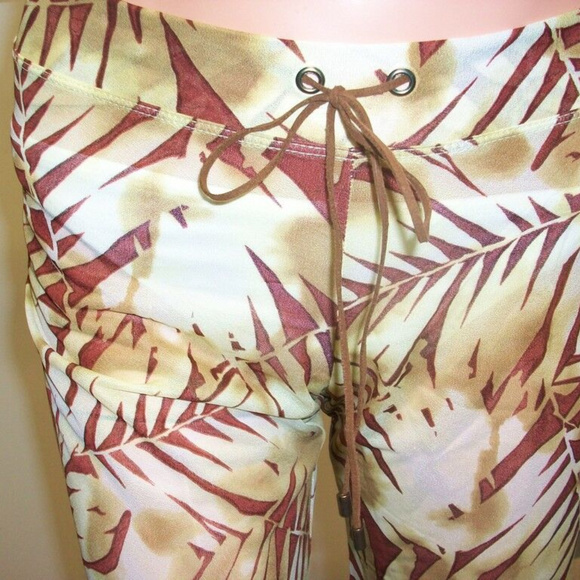 Sauvage Brown/Tan Leaf Pattern Pants Cover-Up Sm - Picture 3 of 5